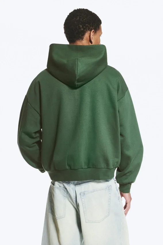 Sudadera con capucha y cremallera de corte holgado – Verde oscuro Sudadera con capucha y cremallera de corte holgado – Verde oscuro