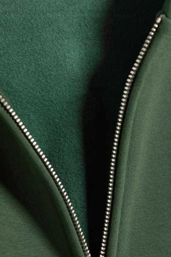 Sudadera con capucha y cremallera de corte holgado – Verde oscuro Sudadera con capucha y cremallera de corte holgado – Verde oscuro
