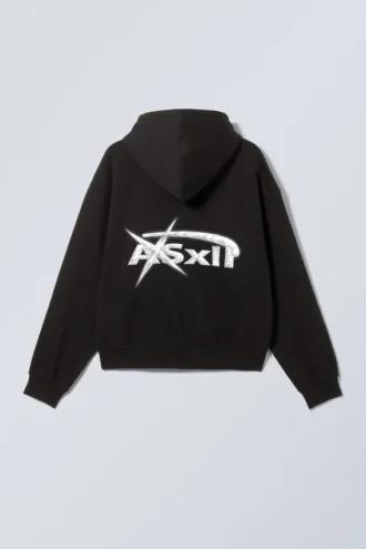 Sudadera con capucha y cremallera de corte recto con estampados – Asxll Sudadera con capucha y cremallera de corte recto con estampados – Asxll