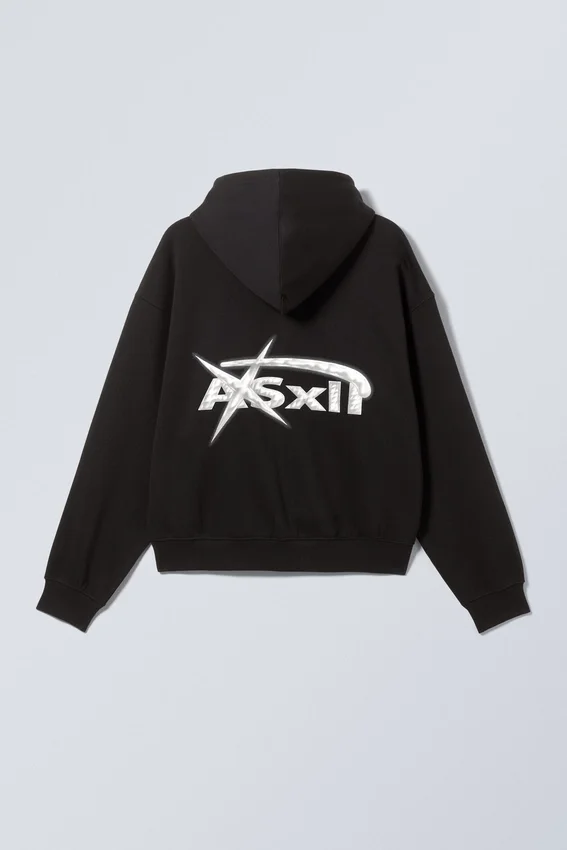 Sudadera con capucha y cremallera de corte recto con estampados – Asxll Sudadera con capucha y cremallera de corte recto con estampados – Asxll