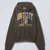 Sudadera con capucha y cremallera de corte recto con estampados – Gris oscuro – Angel City Sudadera con capucha y cremallera de corte recto con estampados – Gris oscuro – Angel City