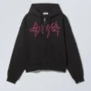 Sudadera con capucha y cremallera de corte recto con estampados – Logotipo Spike Error Sudadera con capucha y cremallera de corte recto con estampados – Logotipo Spike Error