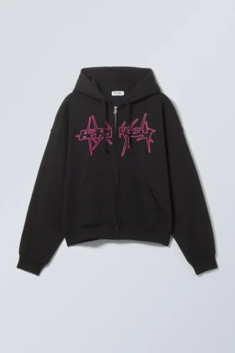Sudadera con capucha y cremallera de corte recto con estampados – Logotipo Spike Error Sudadera con capucha y cremallera de corte recto con estampados – Logotipo Spike Error