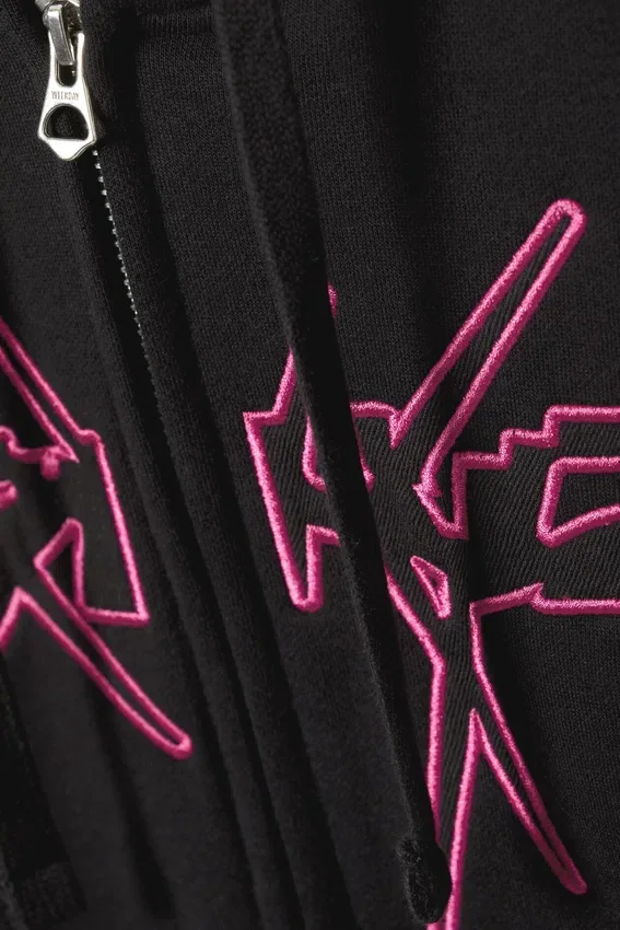 Sudadera con capucha y cremallera de corte recto con estampados – Logotipo Spike Error Sudadera con capucha y cremallera de corte recto con estampados – Logotipo Spike Error