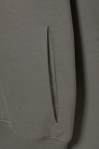 Sudadera con capucha y cremallera de corte recto – Gris polvoriento