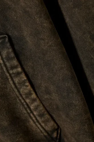 Sudadera con capucha y cremallera de corte recto – Marrón lavado