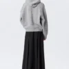 Sudadera con capucha y cremallera de corte recto y corte a láser – Gris jaspeado Sudadera con capucha y cremallera de corte recto y corte a láser – Gris jaspeado