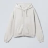 Sudadera con capucha y cremallera de corte recto y peso medio – Gris claro empolvado Sudadera con capucha y cremallera de corte recto y peso medio – Gris claro empolvado