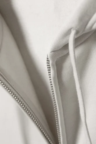 Sudadera con capucha y cremallera de corte recto y peso medio – Gris claro empolvado Sudadera con capucha y cremallera de corte recto y peso medio – Gris claro empolvado