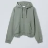 Sudadera con capucha y cremallera de corte recto y peso medio – Gris polvoriento Sudadera con capucha y cremallera de corte recto y peso medio – Gris polvoriento