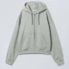 Sudadera con capucha y cremallera de corte recto y peso medio – Gris polvoriento Sudadera con capucha y cremallera de corte recto y peso medio – Gris polvoriento