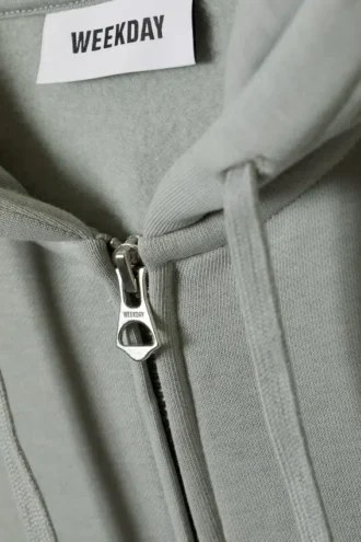 Sudadera con capucha y cremallera de corte recto y peso medio – Gris polvoriento Sudadera con capucha y cremallera de corte recto y peso medio – Gris polvoriento