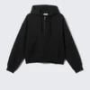 Sudadera con capucha y cremallera de corte recto y peso medio – Negro Sudadera con capucha y cremallera de corte recto y peso medio – Negro