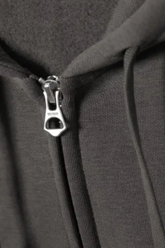 Sudadera con capucha y cremallera de corte recto y peso medio – negro mate
