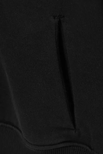 Sudadera con capucha y cremallera de corte recto y tejido grueso – Negro