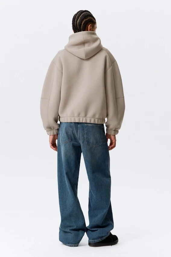 Sudadera con capucha y cremallera de estilo scuba holgada y cuello alto – Light Dusty Mole Sudadera con capucha y cremallera de estilo scuba holgada y cuello alto – Light Dusty Mole