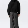 Sudadera con capucha y cremallera de estilo scuba holgada y cuello alto – Negro Sudadera con capucha y cremallera de estilo scuba holgada y cuello alto – Negro