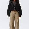Sudadera con capucha y cremallera de felpa oversize – Negro Sudadera con capucha y cremallera de felpa oversize – Negro