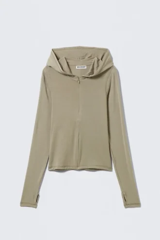 Sudadera con capucha y cremallera de lyocell de corte entallado – Light Mole