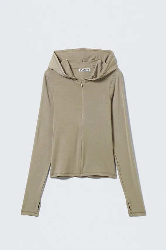 Sudadera con capucha y cremallera de lyocell de corte entallado – Light Mole Sudadera con capucha y cremallera de lyocell de corte entallado – Light Mole