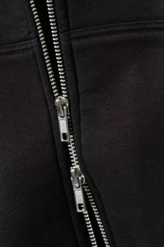 Sudadera con capucha y cremallera de neopreno lavado, corte corto – Lavado con spray negro