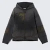 Sudadera con capucha y cremallera de patchwork lavado – Azul oscuro lavado Sudadera con capucha y cremallera de patchwork lavado – Azul oscuro lavado