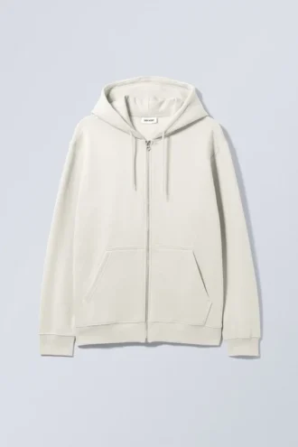 Sudadera con capucha y cremallera de peso medio estándar – Gris claro