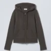 Sudadera con capucha y cremallera de punto compacto – Gris oscuro Sudadera con capucha y cremallera de punto compacto – Gris oscuro