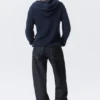 Sudadera con capucha y cremallera de punto, corte entallado – Azul marino oscuro Sudadera con capucha y cremallera de punto, corte entallado – Azul marino oscuro