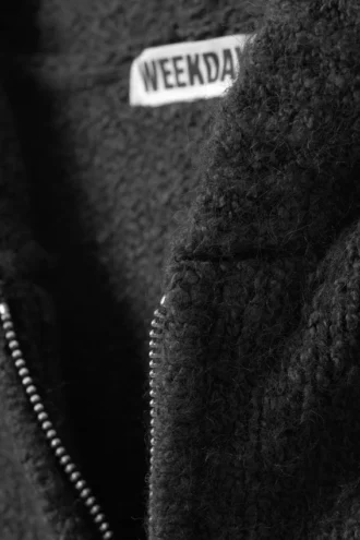 Sudadera con capucha y cremallera de punto de corte recto – Gris oscuro