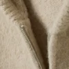 Sudadera con capucha y cremallera de punto holgada – Beige Sudadera con capucha y cremallera de punto holgada – Beige