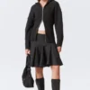 Sudadera con capucha y cremallera de punto largo – Negro Sudadera con capucha y cremallera de punto largo – Negro