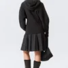 Sudadera con capucha y cremallera de punto largo – Negro Sudadera con capucha y cremallera de punto largo – Negro