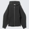 Sudadera con capucha y cremallera de punto largo – Negro Sudadera con capucha y cremallera de punto largo – Negro