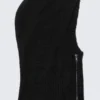 Sudadera con capucha y cremallera de punto suave – Negro Sudadera con capucha y cremallera de punto suave – Negro