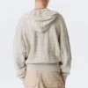 Sudadera con capucha y cremallera de punto texturado de corte recto – Beige claro estampado Sudadera con capucha y cremallera de punto texturado de corte recto – Beige claro estampado