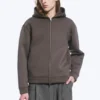 Sudadera con capucha y cremallera de tejido scuba – Marrón oscuro Sudadera con capucha y cremallera de tejido scuba – Marrón oscuro