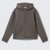 Sudadera con capucha y cremallera de tejido scuba – Marrón oscuro Sudadera con capucha y cremallera de tejido scuba – Marrón oscuro