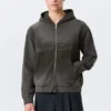 Sudadera con capucha y cremallera, efecto desgastado y encogido – Gris oscuro Sudadera con capucha y cremallera, efecto desgastado y encogido – Gris oscuro