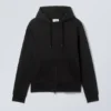 Sudadera con capucha y cremallera encogida – Negro
