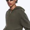 Sudadera con capucha y cremallera encogida – Verde caqui oscuro Sudadera con capucha y cremallera encogida – Verde caqui oscuro