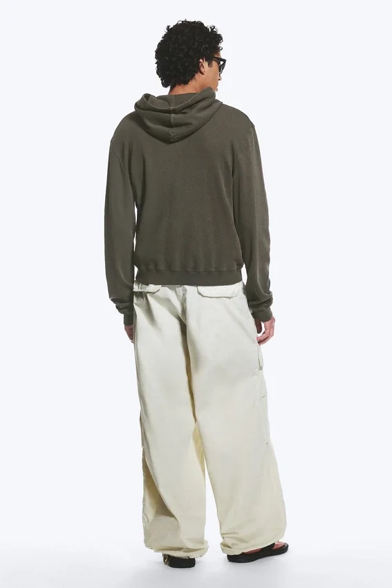 Sudadera con capucha y cremallera encogida – Verde caqui oscuro Sudadera con capucha y cremallera encogida – Verde caqui oscuro