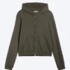 Sudadera con capucha y cremallera encogida – Verde caqui oscuro Sudadera con capucha y cremallera encogida – Verde caqui oscuro