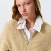 Sudadera con capucha y cremallera larga de punto – Beige Sudadera con capucha y cremallera larga de punto – Beige