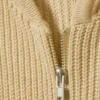 Sudadera con capucha y cremallera larga de punto – Beige Sudadera con capucha y cremallera larga de punto – Beige