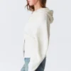 Sudadera con capucha y cremallera larga de punto – Blanca Sudadera con capucha y cremallera larga de punto – Blanca