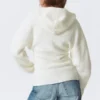 Sudadera con capucha y cremallera larga de punto – Blanca Sudadera con capucha y cremallera larga de punto – Blanca