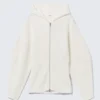 Sudadera con capucha y cremallera larga de punto – Blanca Sudadera con capucha y cremallera larga de punto – Blanca