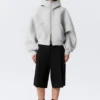 Sudadera con capucha y cremallera oversize de cuello alto tipo scuba – Gris jaspeado Sudadera con capucha y cremallera oversize de cuello alto tipo scuba – Gris jaspeado