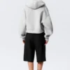Sudadera con capucha y cremallera oversize de cuello alto tipo scuba – Gris jaspeado Sudadera con capucha y cremallera oversize de cuello alto tipo scuba – Gris jaspeado
